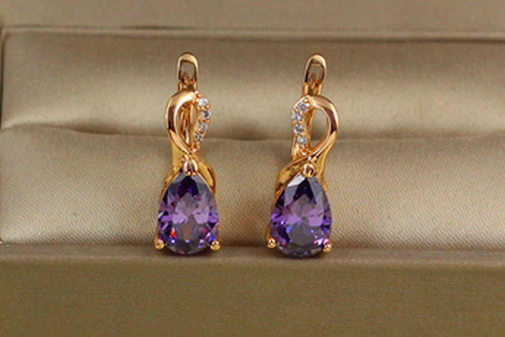 Серьги Xuping Jewelry Скандинавия с фиолетовым камнем 1,8 см Золотистый (27975318)
