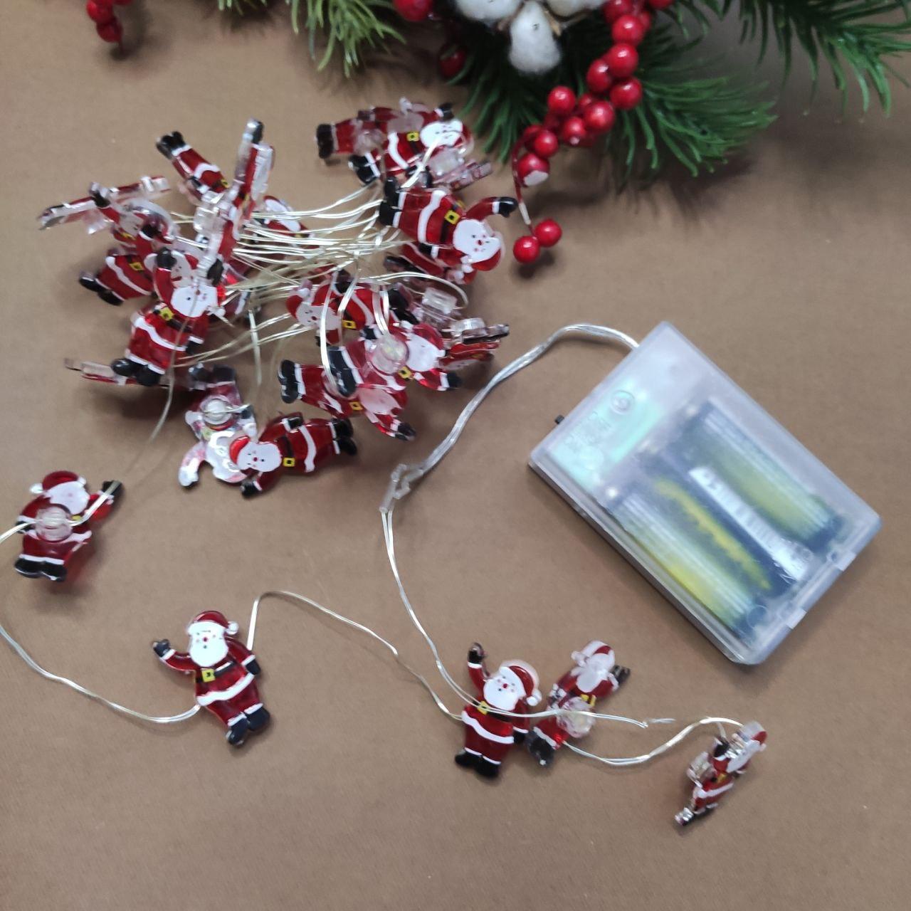 Гирлянда проволочная новогодняя Санты 3 м на батарейках (1305039804)