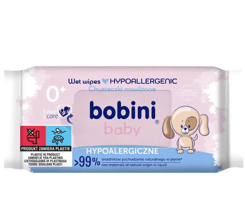 Детские влажные гипоаллергенные Bobini для малышей с первых дней жизни 0+ (602768020)