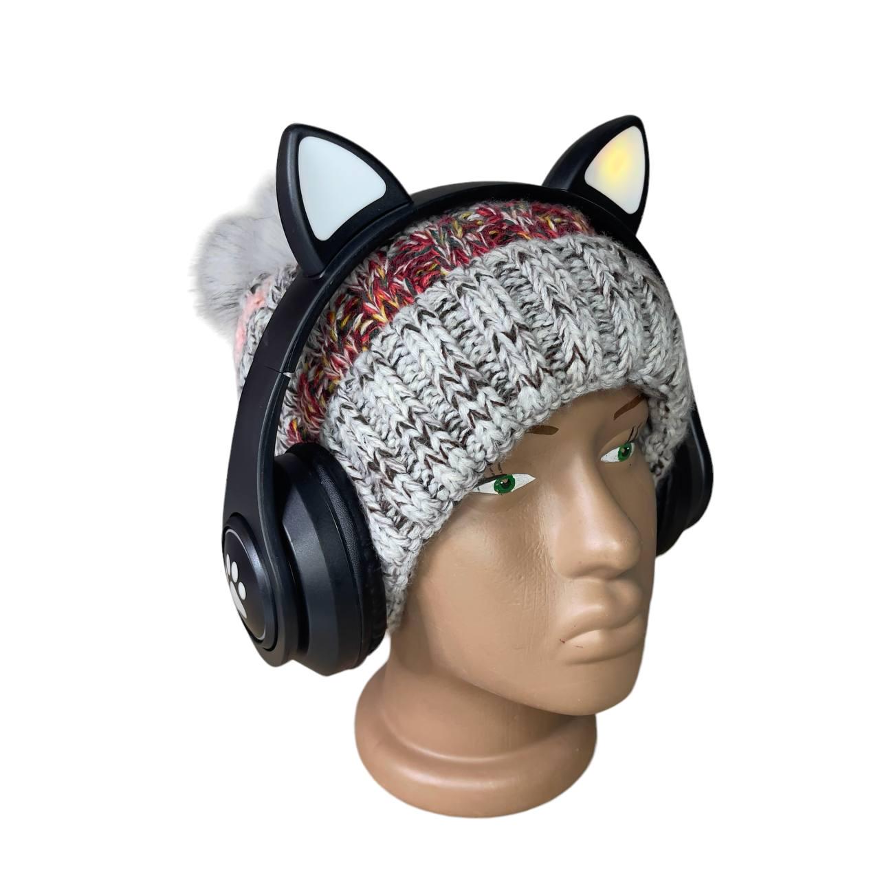 Наушники с ушками Cat Ear В39М беспроводные с подсветкой/FM-радио/MicroSD/Bluetooth Черный (25232) - фото 2