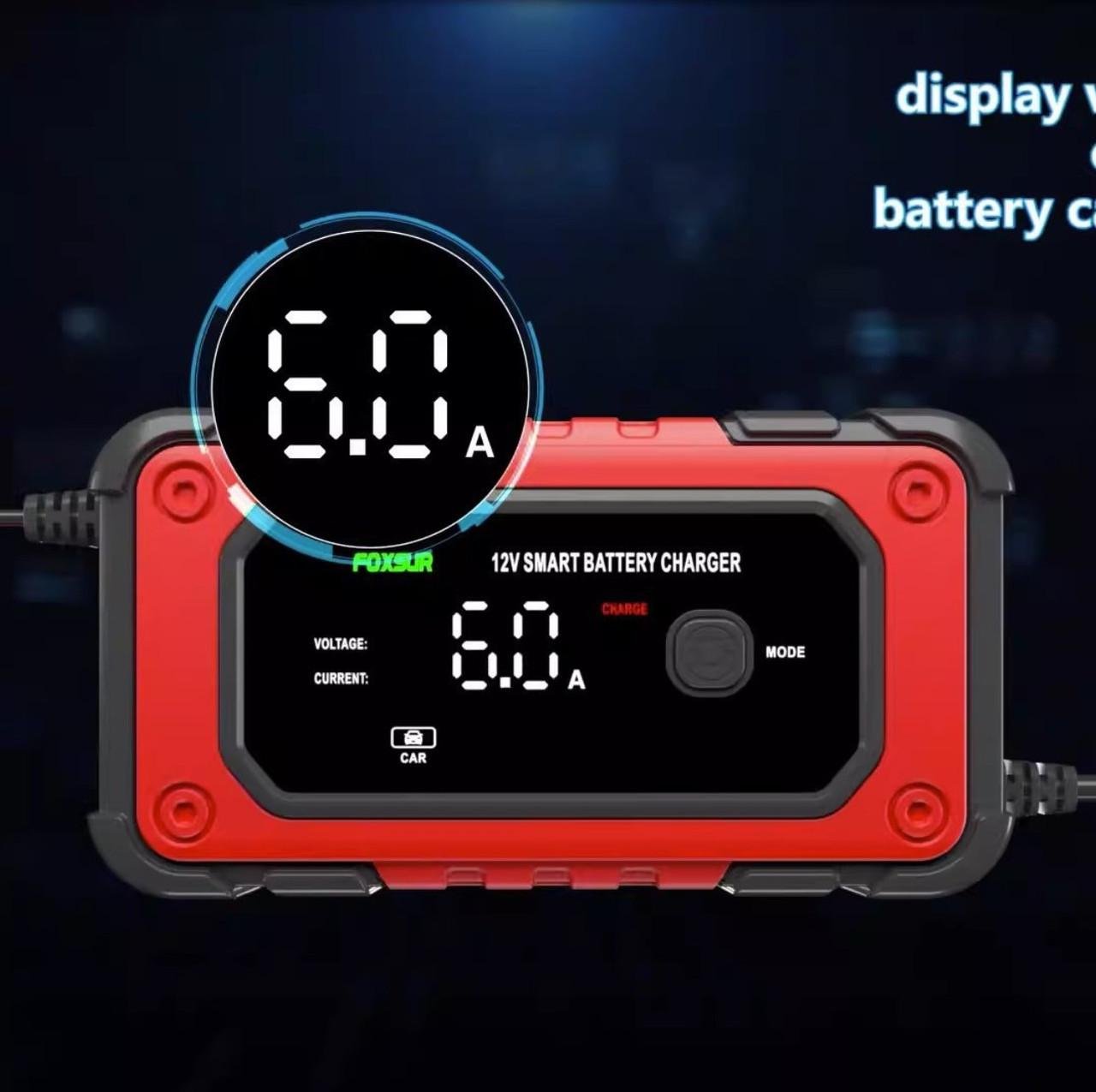 Зарядний пристрій 12V/6A для всіх АКБ FOXSUR-FBC1206E-R 2в1 - фото 4 Зарядний пристрій 12V/6A для всіх АКБ FOXSUR-FBC1206E-R 2в1 - фото 4