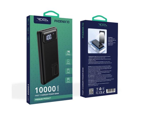 Батарея портативная Ridea RP-D10L Phoenix10 digital display/lamp 10W 2A 10000 mAh Black - фото 2