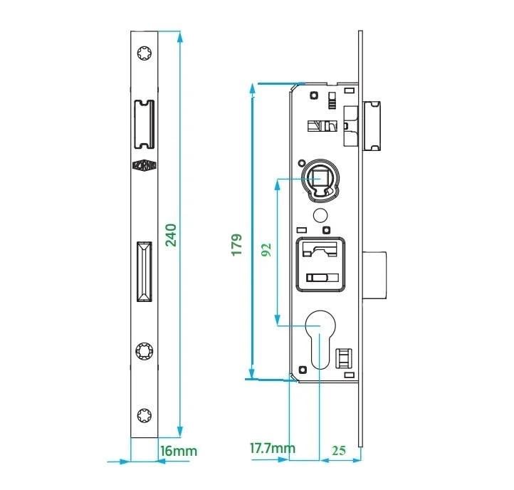 Замок врізний VORNE 35/92/240 для металопластикових дверей 16 мм (V.7322.0103) - фото 4 Замок врізний VORNE 35/92/240 для металопластикових дверей 16 мм (V.7322.0103) - фото 4