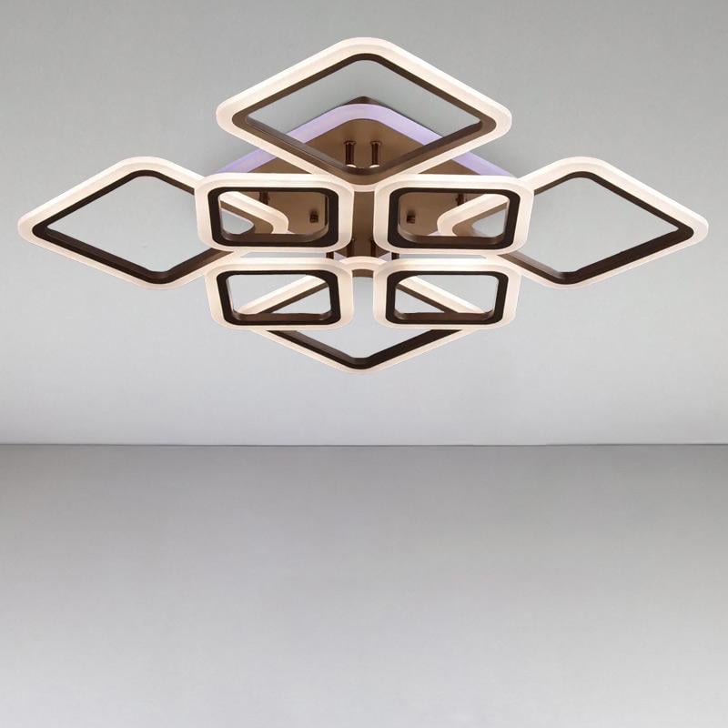 Стельова люстра LED з диммером та RGB підсвічуванням Light House SL-18183/4+4 192W DIMMER 3000-6000 H140хL600хW610 мм Кавовий