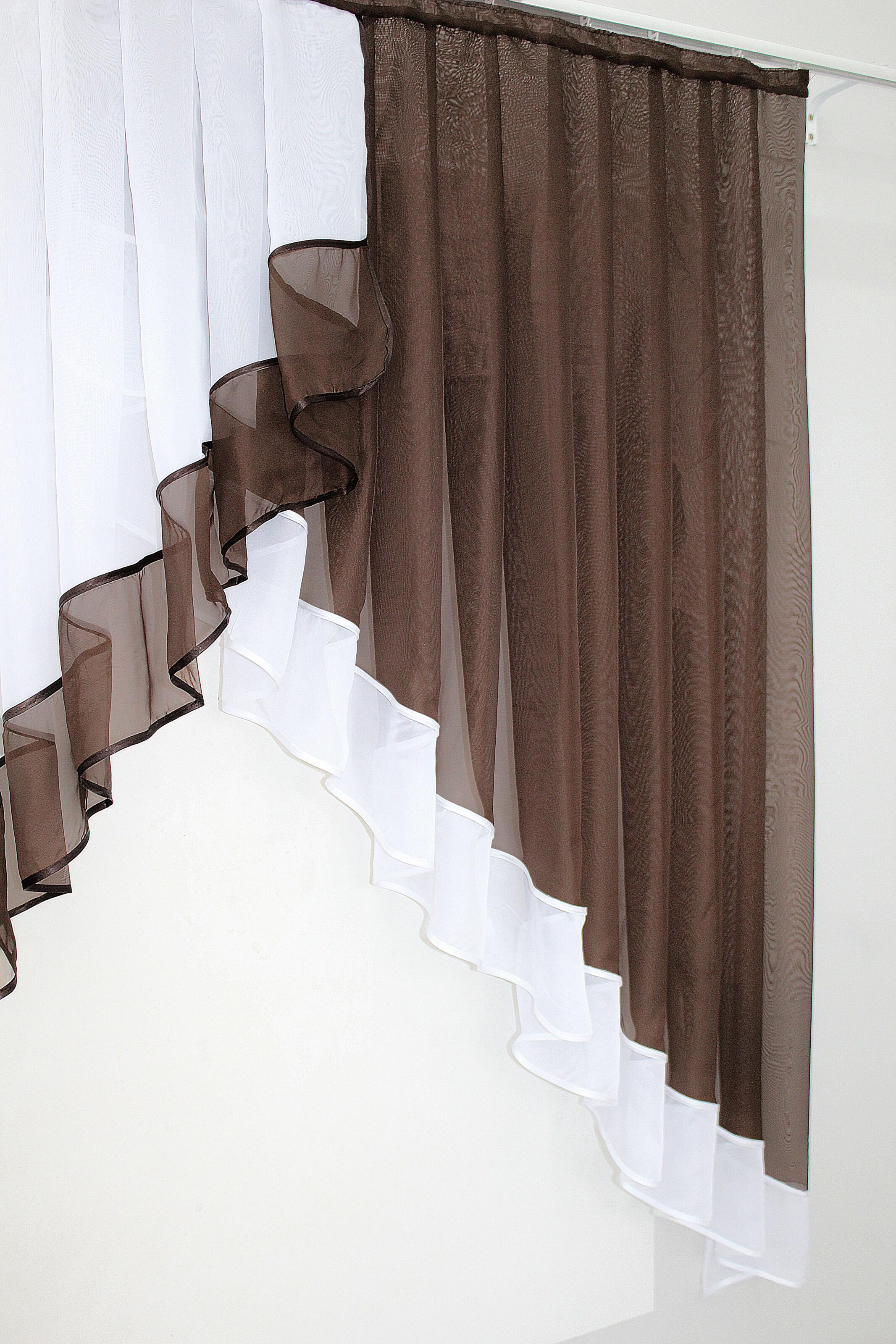 Фіранка кухонна VR-Textil № 023к 150х150 см Білий/Венге (50-522) - фото 4 Фіранка кухонна VR-Textil № 023к 150х150 см Білий/Венге (50-522) - фото 4