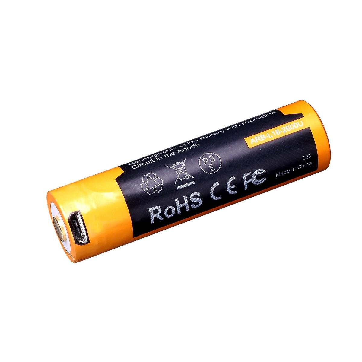 Акумулятор Li-Ion 18650 2600 mAh 3.6V USB Fenix ARB-L18-2600U (30241343) - фото 2