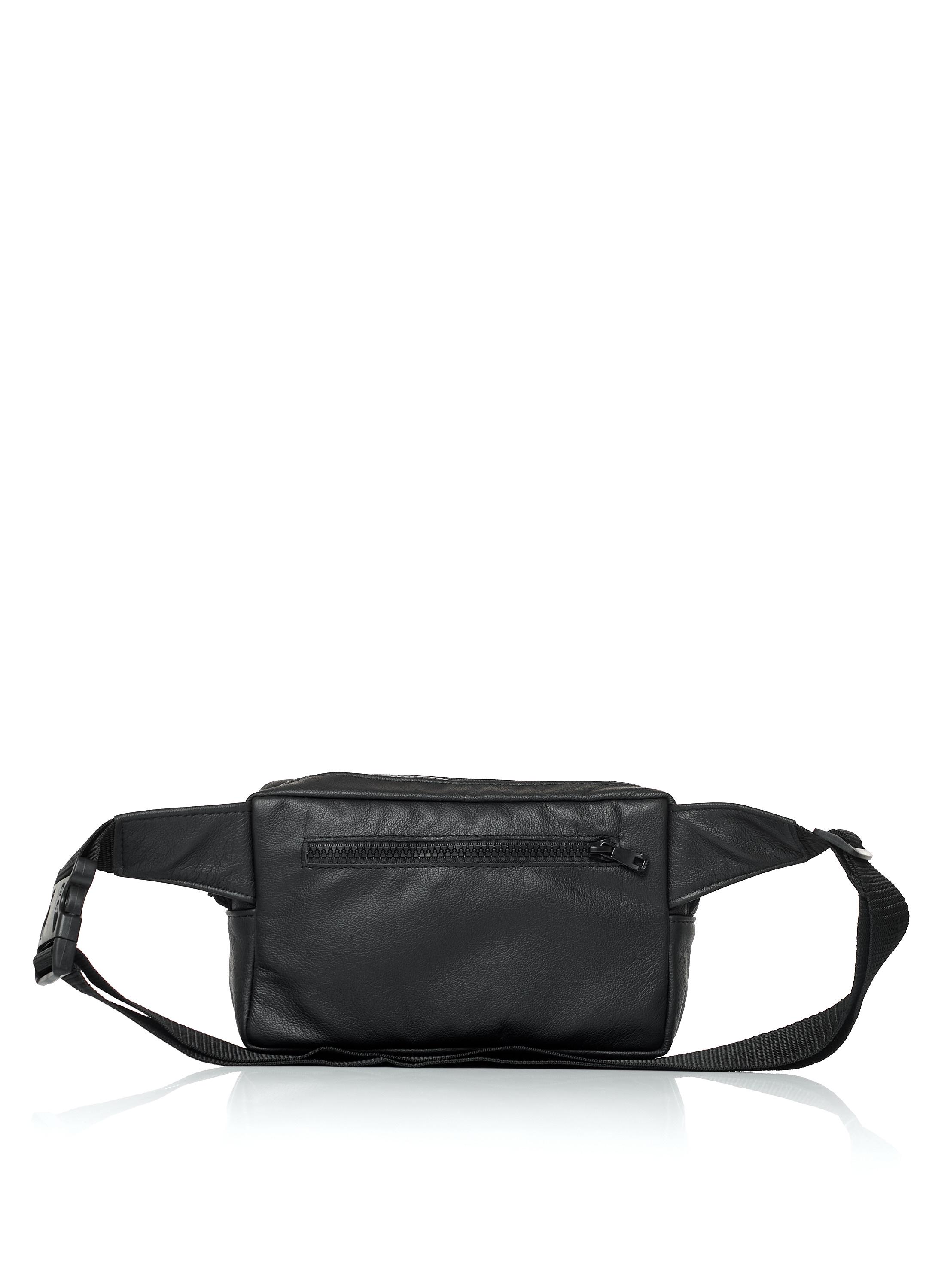 Мужская кожаная сумка бананка Sambag 0ST Черный (17100)