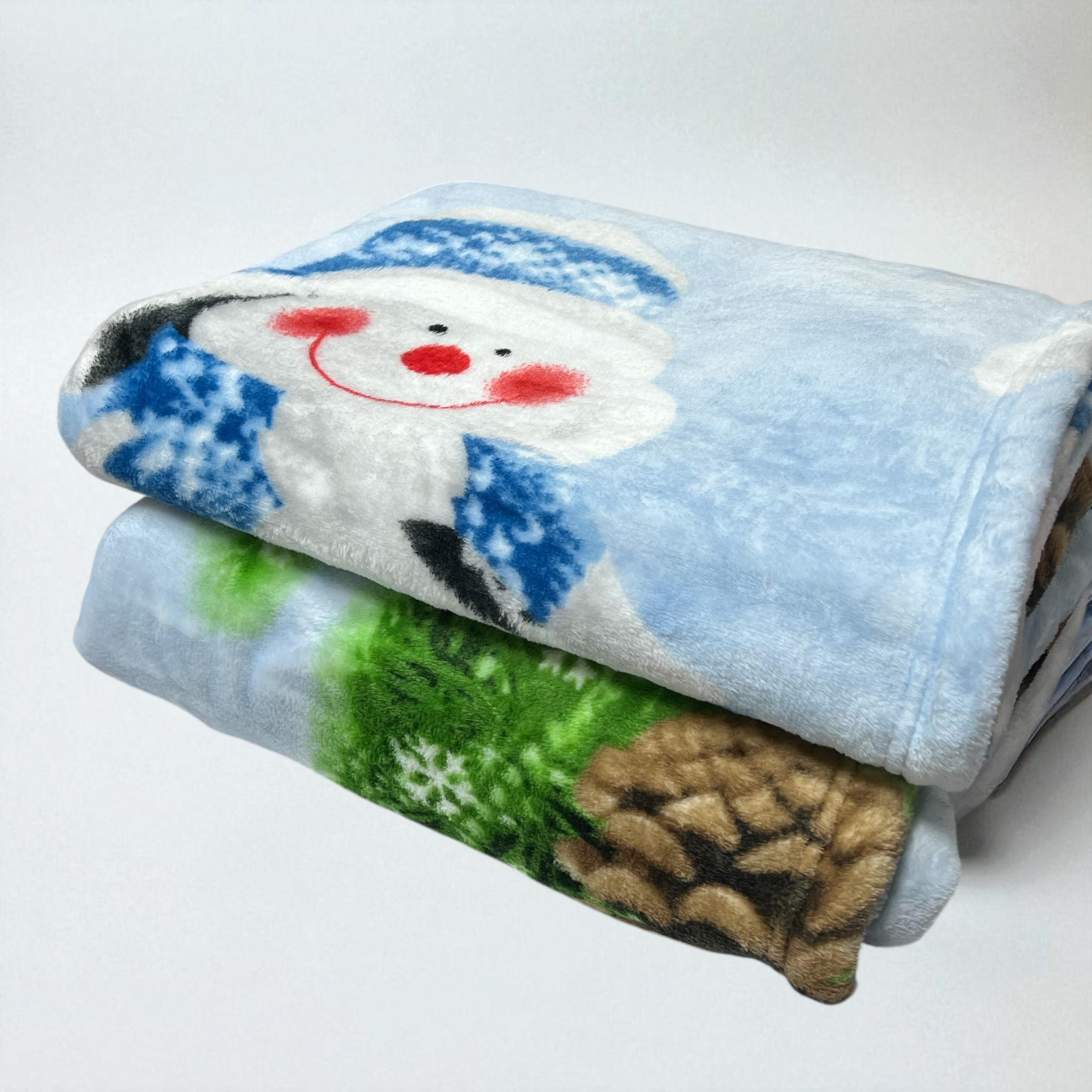 Плед з ведмедиками теплий новорічний 200х215 см Блакитний (2342396233)