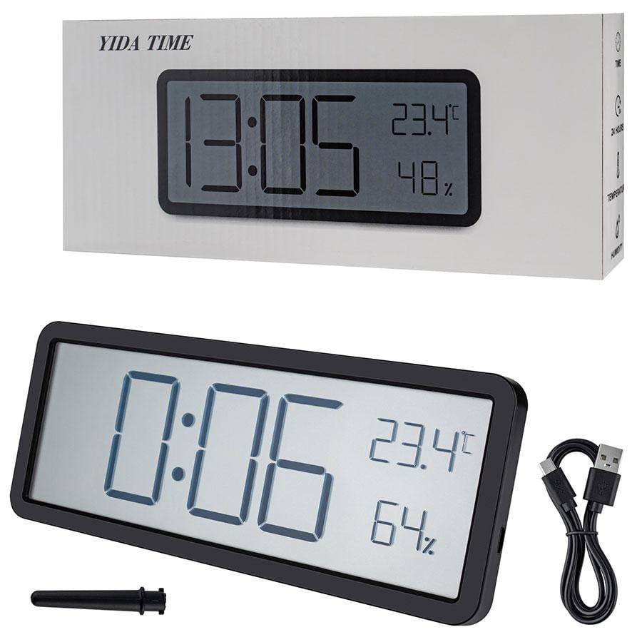 Часы с термометром и гигрометром Yida Time 106 20,2х2х8 Black (287608)