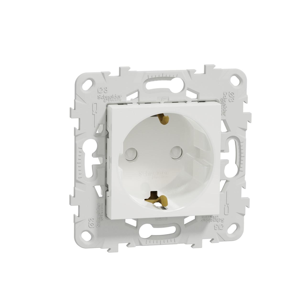 Розетка Schneider Electric Unica New PC с з/к со шторками 16А 74,5х74,5х40 мм Белый (NU503718)