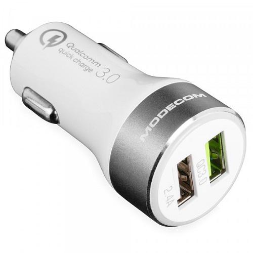 Автомобільний зарядний пристрій Modecom QCU2-07 2хUSB Type-A 2,4A 5В QC3,0/USB ZT-MC-QCU2-07 White (562866)