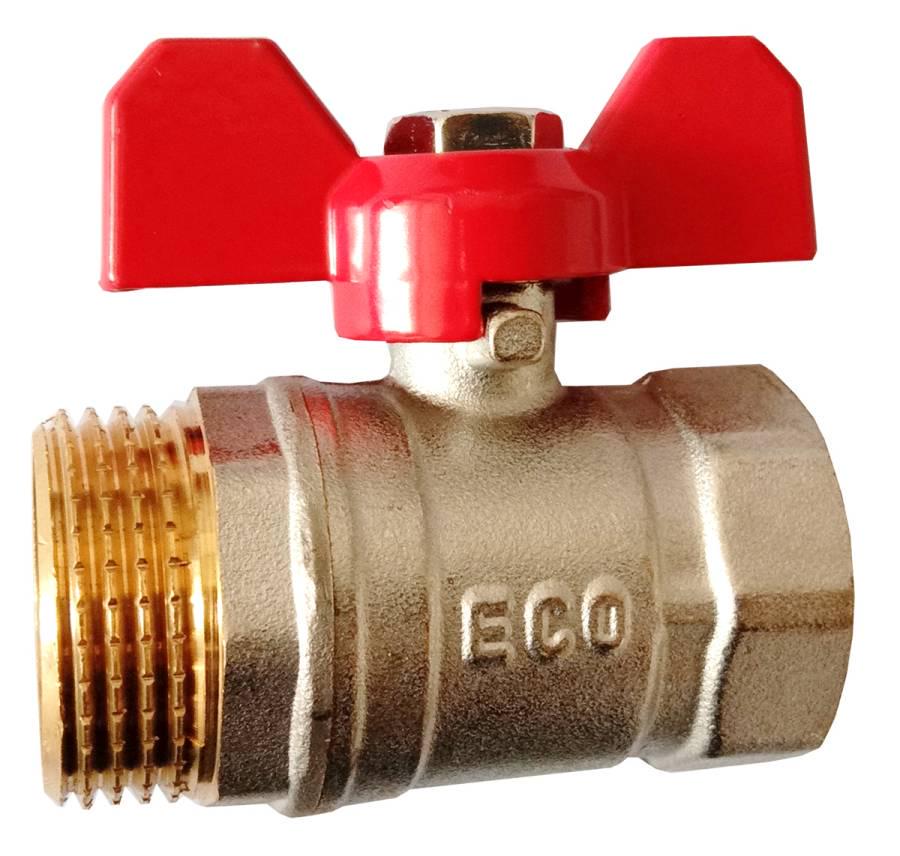 Кран шаровой Eco 1" ЗВ бабочка латунь Красный (RS-ST-RBE31)