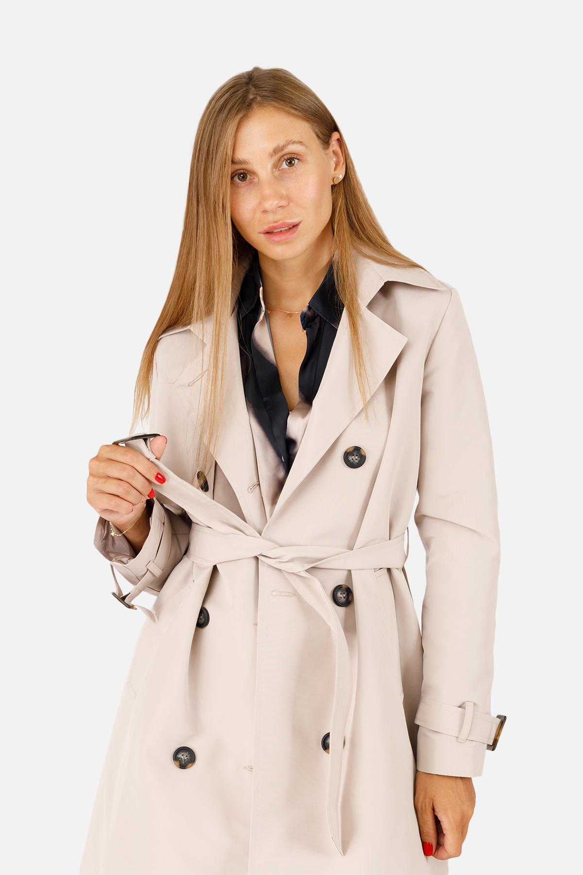 Плащ женский ЦБ-00258663 р. 48 Бежевый (28425566) - фото 3 Плащ женский ЦБ-00258663 р. 48 Бежевый (28425566) - фото 3