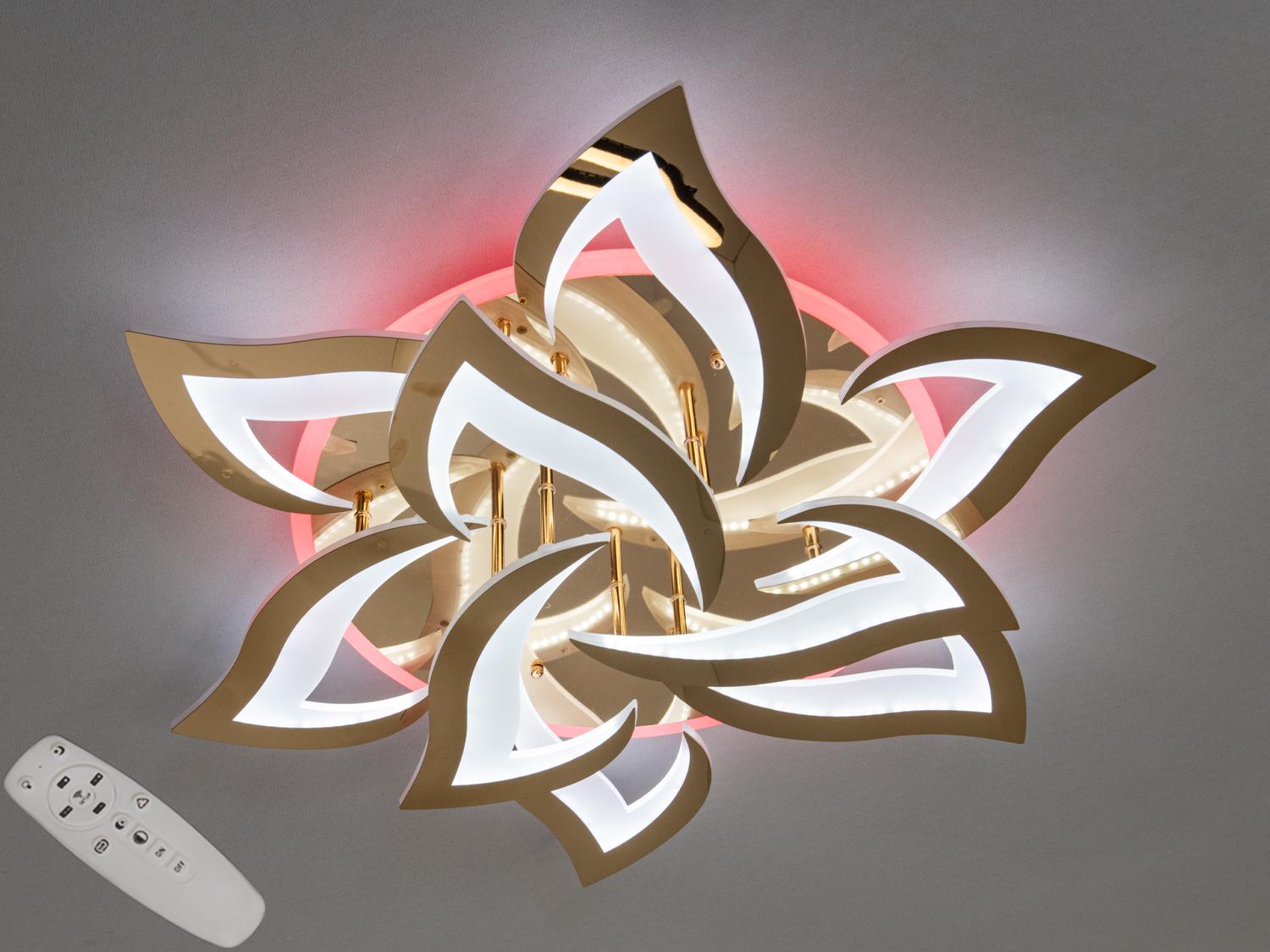 Люстра LED с пультом и подсветкой 115 W Золотой (8146/6+3G LED 3color) - фото 2 Люстра LED с пультом и подсветкой 115 W Золотой (8146/6+3G LED 3color) - фото 2
