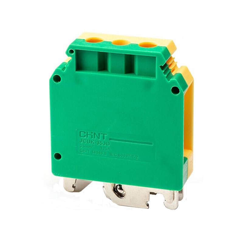 Клема гвинтова набірна CHINT JCUK-35JD 125А 35 мм2 х 42,5х15х47 мм заземлення Жовто-зелений (549045)
