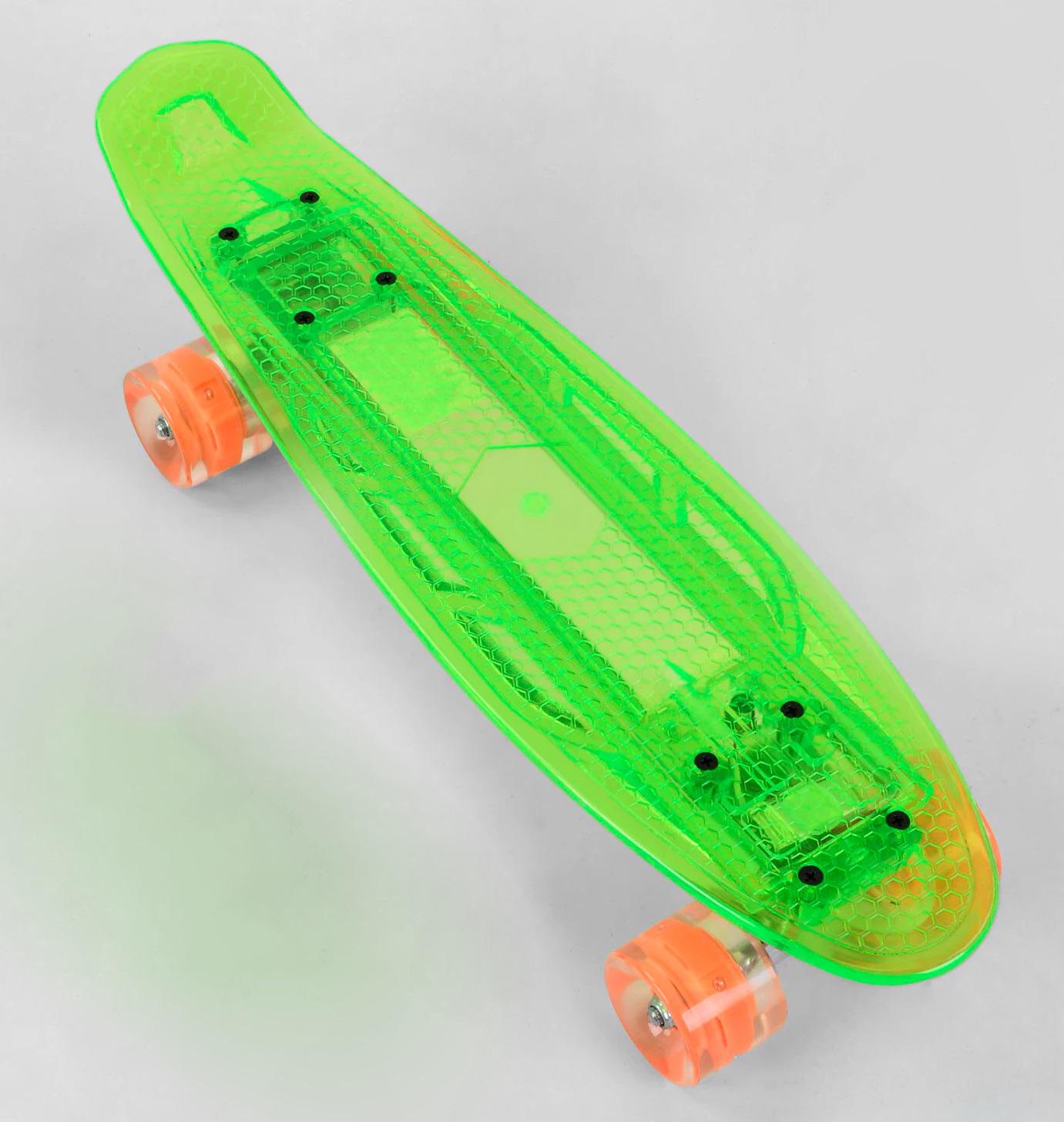 Пенниборд Best Board прозрачная дека PU колёса светящиеся зарядка USB Green (04527)