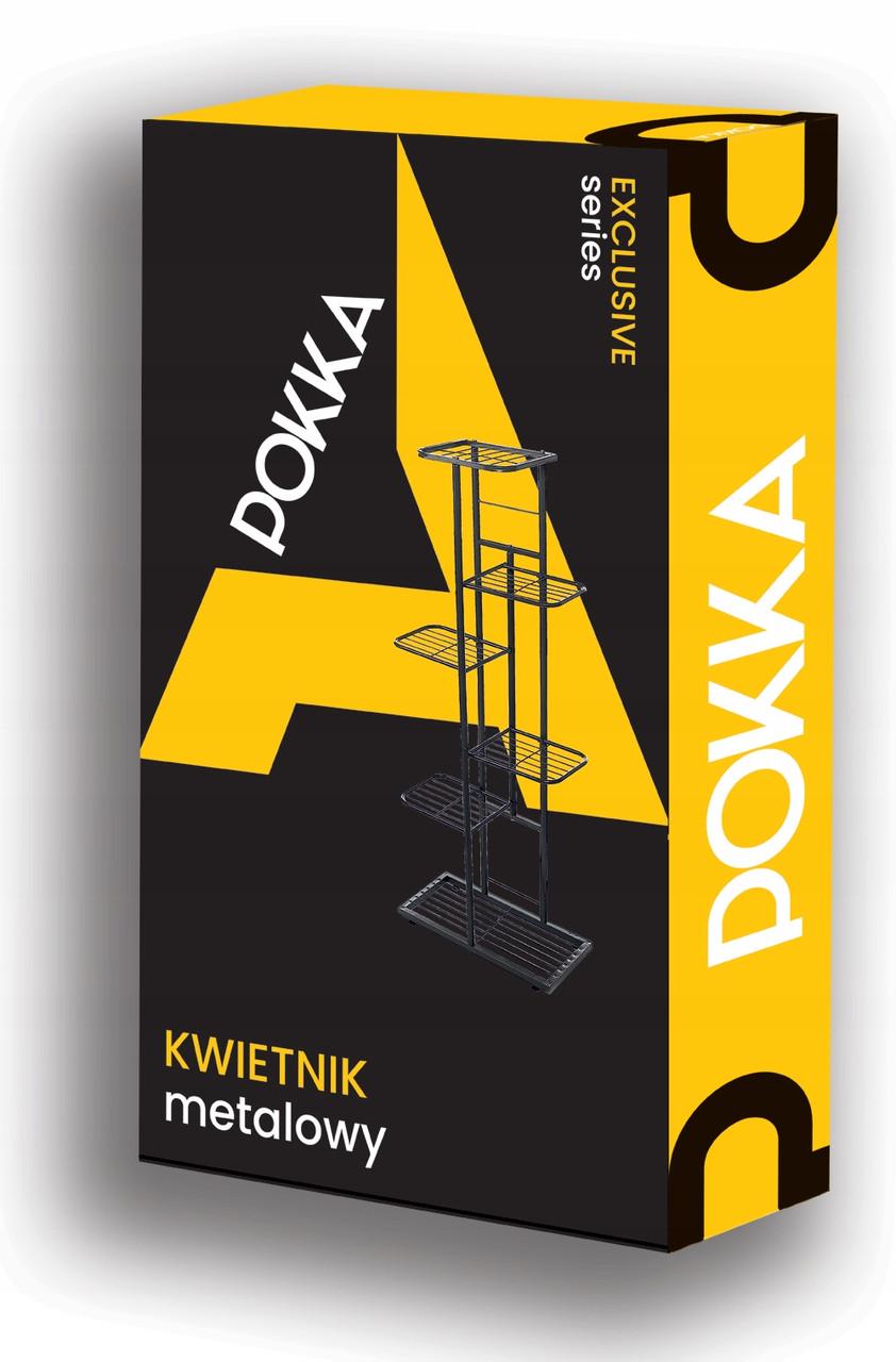 Стеллаж для горшков с растениями POKKA металлический на 6 уровней 108x43x22 см Черный (2605799096) - фото 5