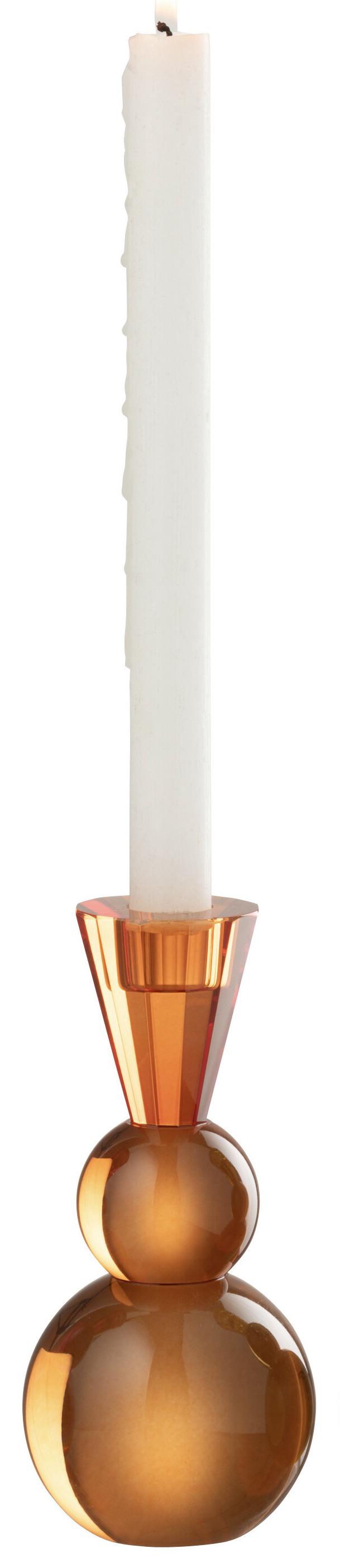 Подсвечник J-LINE стеклянный 18 см Оранжевый