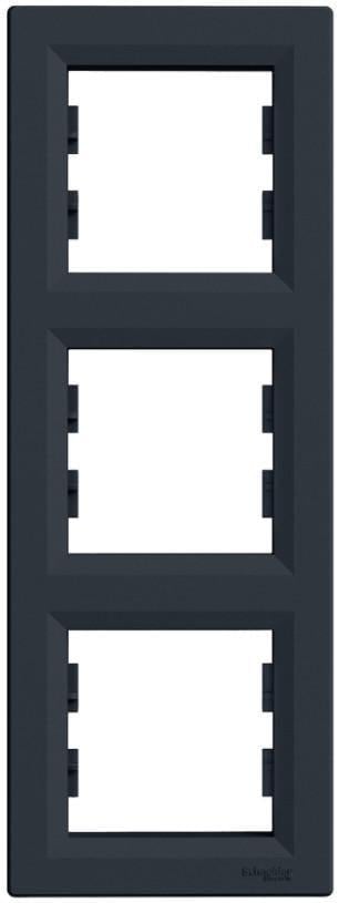 Рамка трехместная вертикальная Schneider Electric Asfora Антрацит (00000016911)