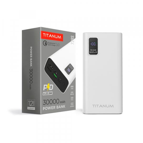 Повербанк Titanum 728S 30000 mAh 22,5 Вт Білий (27365)