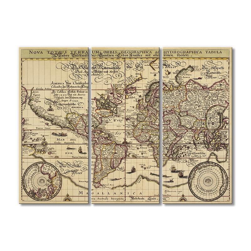 Винтажная карта Новая звезда Tabula Geographica Ac 3 модуля 120x180 см