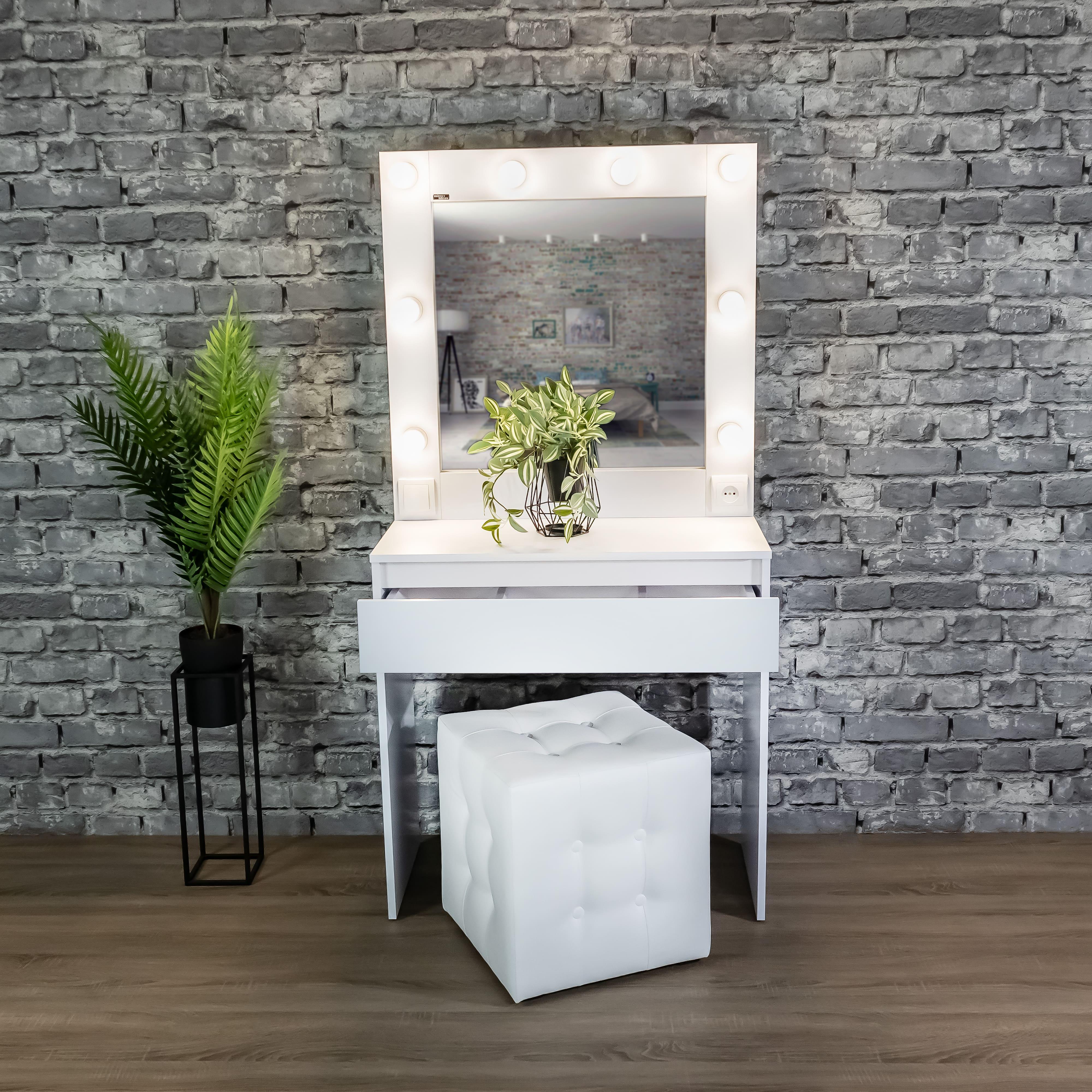 Стіл макіяжний з Led лампами 160х80х40 см Білий (01/1) - фото 5