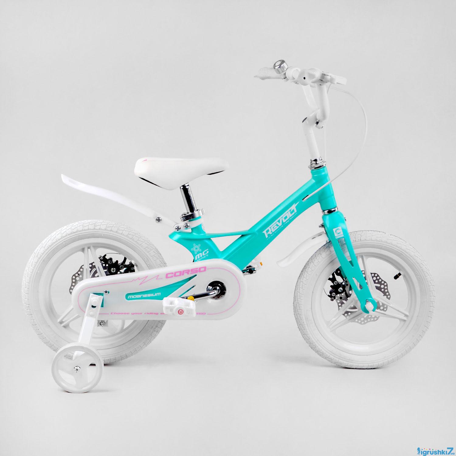 Велосипед двухколесный Corso Revolt 14" детский магниевый Бирюзовый - фото 2