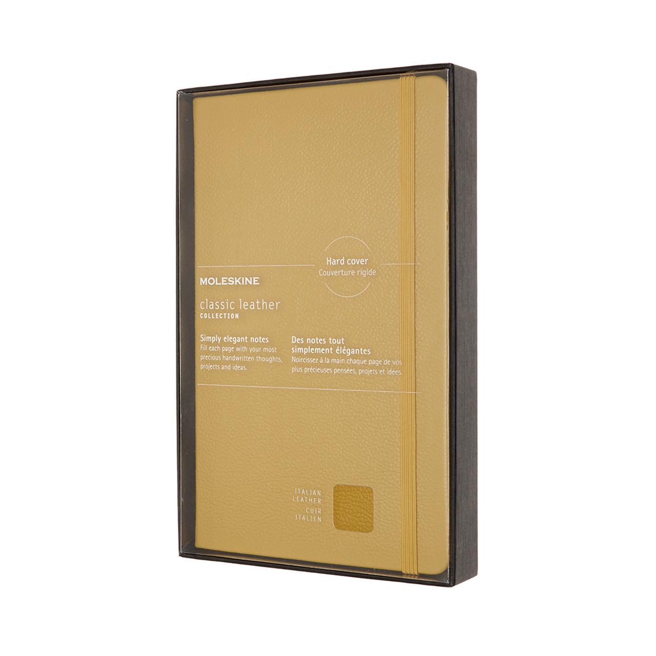 Блокнот Moleskine Leather середній 13х21 см в лінійку янтар з боксом (8053853605955)