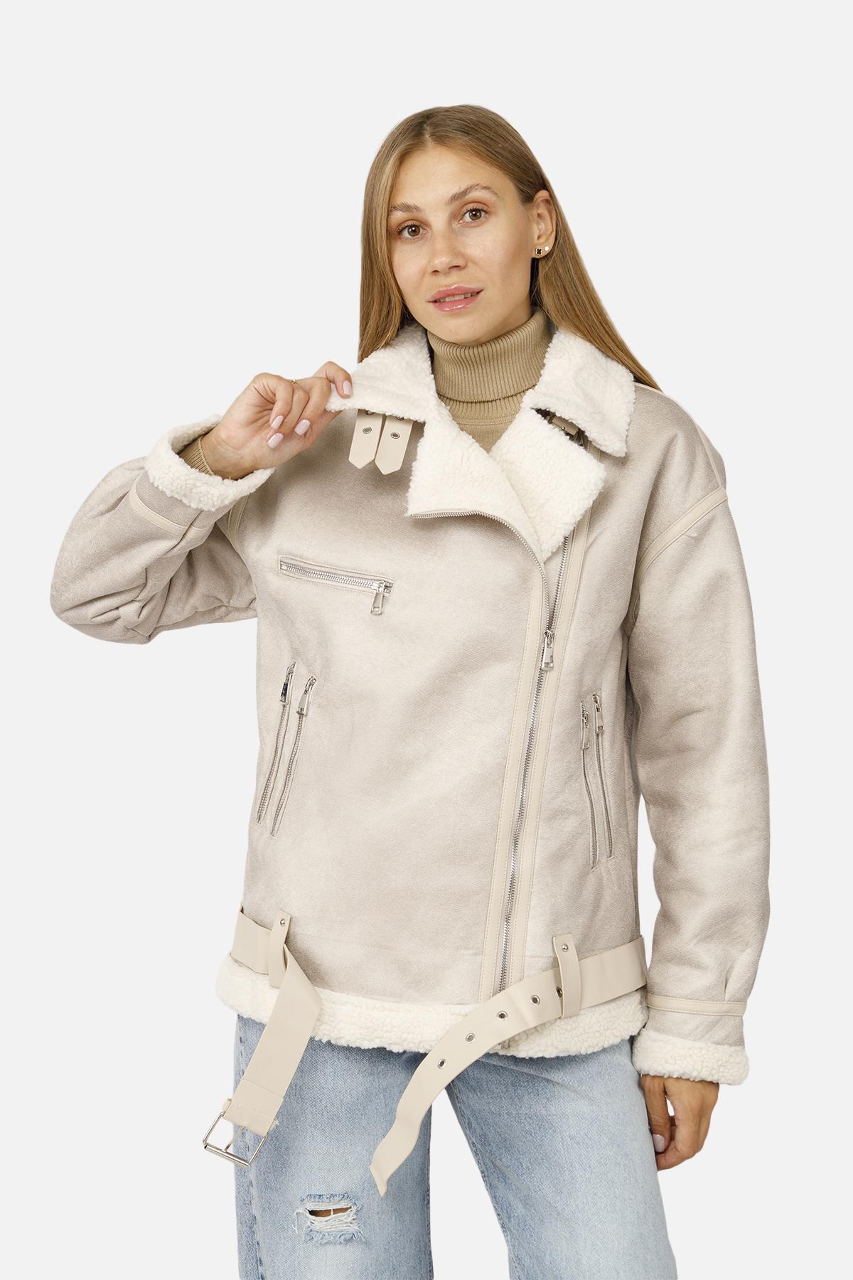 Дубленка-косуха женская зимняя ЦБ-00261185 р. 42 Бежевый (29080008) - фото 3 Дубленка-косуха женская зимняя ЦБ-00261185 р. 42 Бежевый (29080008) - фото 3