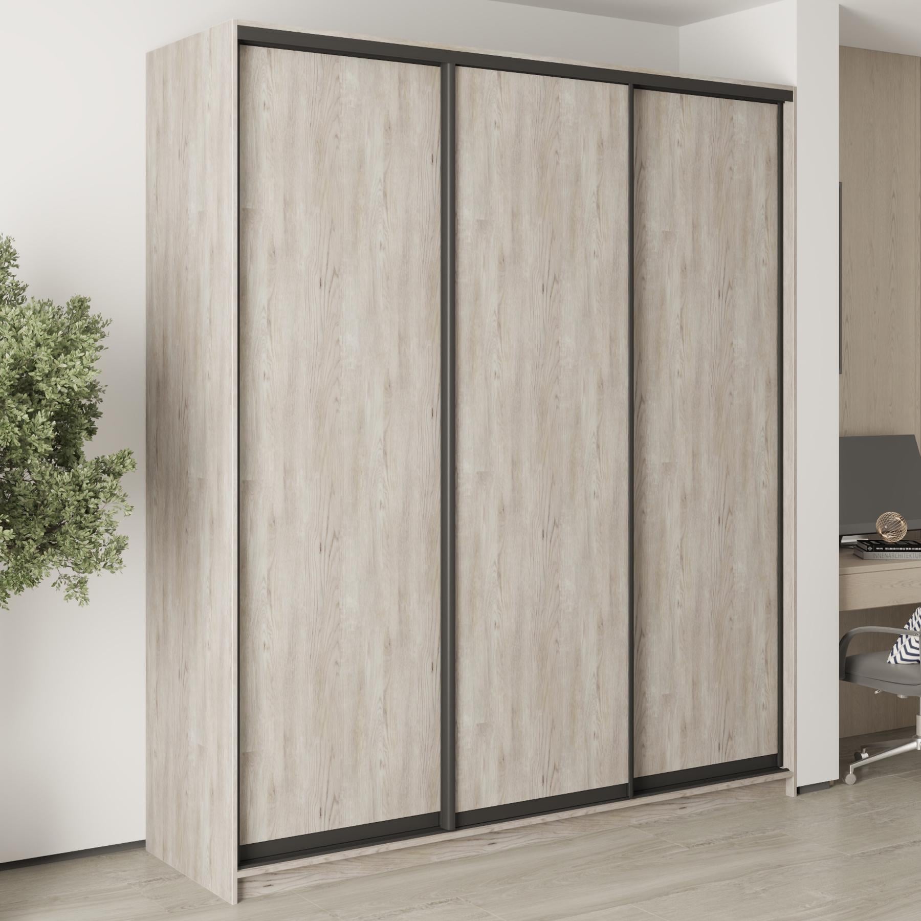 Шкаф-купе трехдверный MebelStar Стандарт BG 3ДСП 210x45x240 см Аляска серый (MBS-8607)