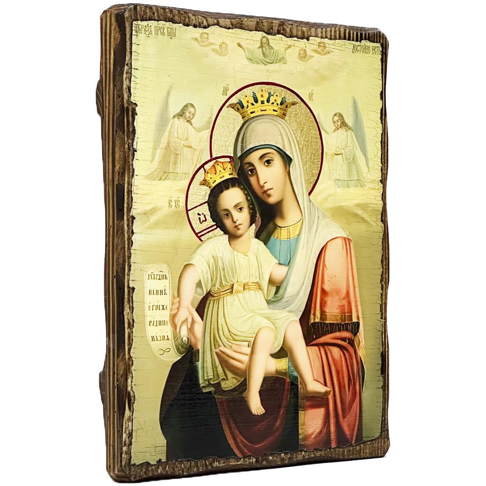 Ікона Свята Богородиця Достойно є під старовину 17х23 см (4083-2) - фото 2