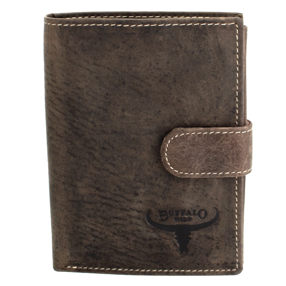 Мужское кожаное портмоне Buffalo Wild RM-06L-HBW на кнопке Brown