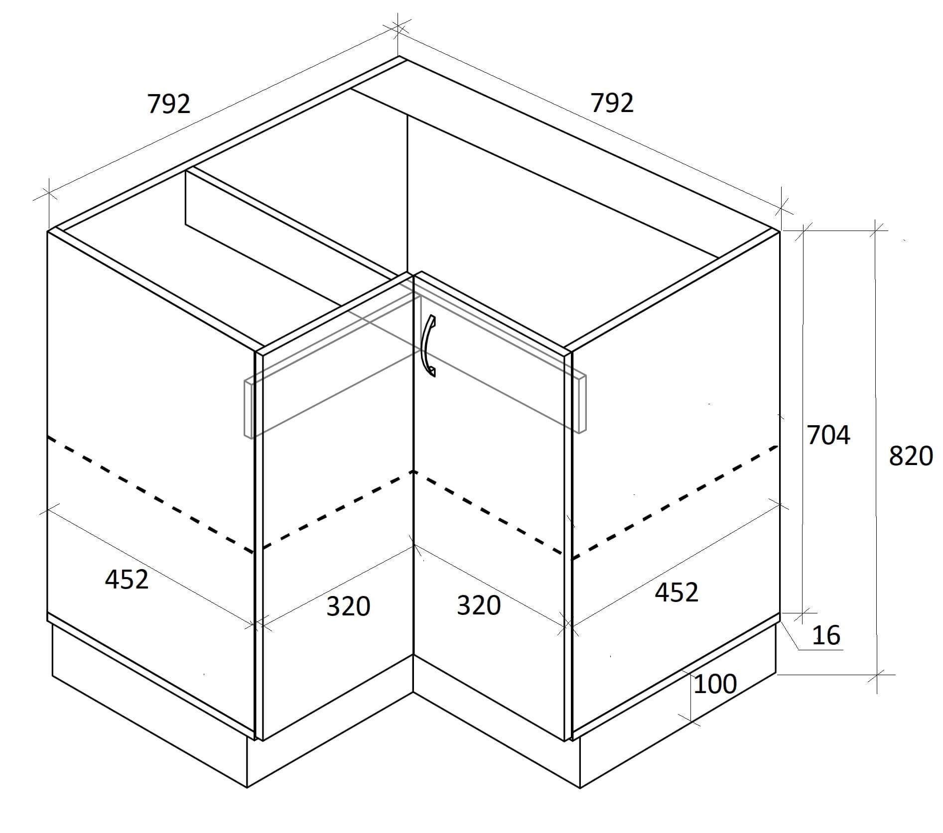 Тумба кутова кухонна №2 без стільниці з фарбованими МДФ фасадами МАКСІ-МЕблі (5102490) - фото 2 Тумба кутова кухонна №2 без стільниці з фарбованими МДФ фасадами МАКСІ-МЕблі (5102490) - фото 2