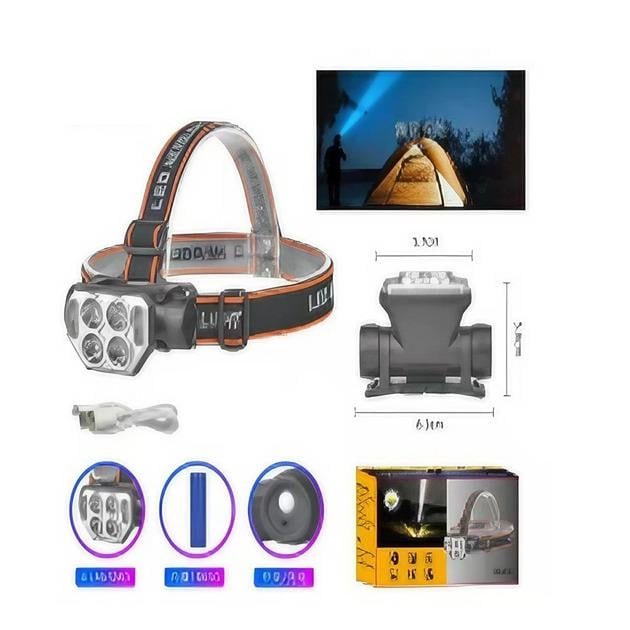 Фонарь налобный 8,5х4,5х6 см Черный (SQ-814) - фото 2