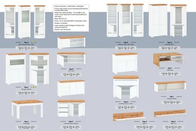 Комод Blonski 2Д1Ш Vigo G из ДСП/МДФ Нимфея альба/Дуб вотан/Белый глянец (20031) - фото 4
