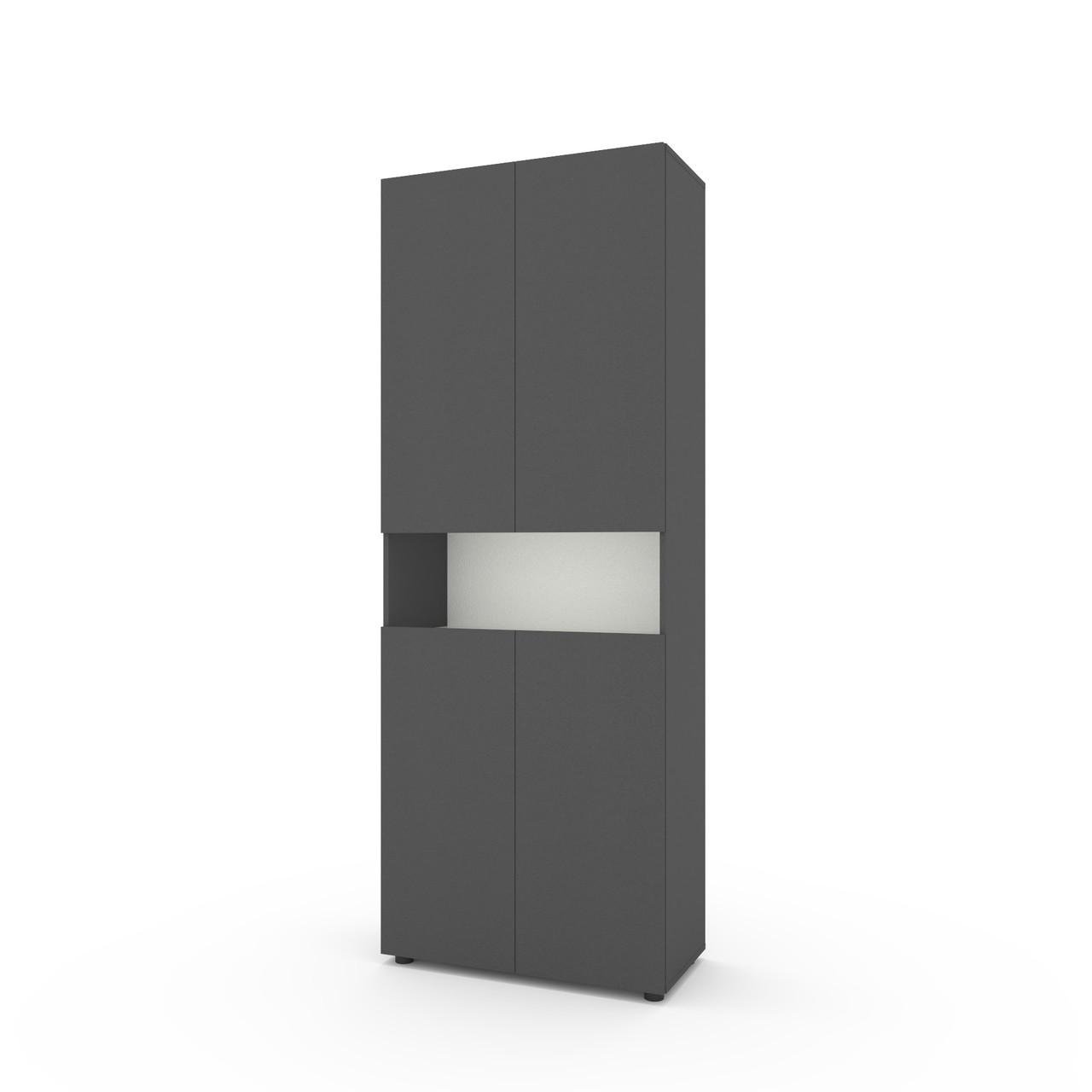 Пенал Metkas Home B002 ЛДСП 800x350x2130 мм Антрацитовый/Белый снег