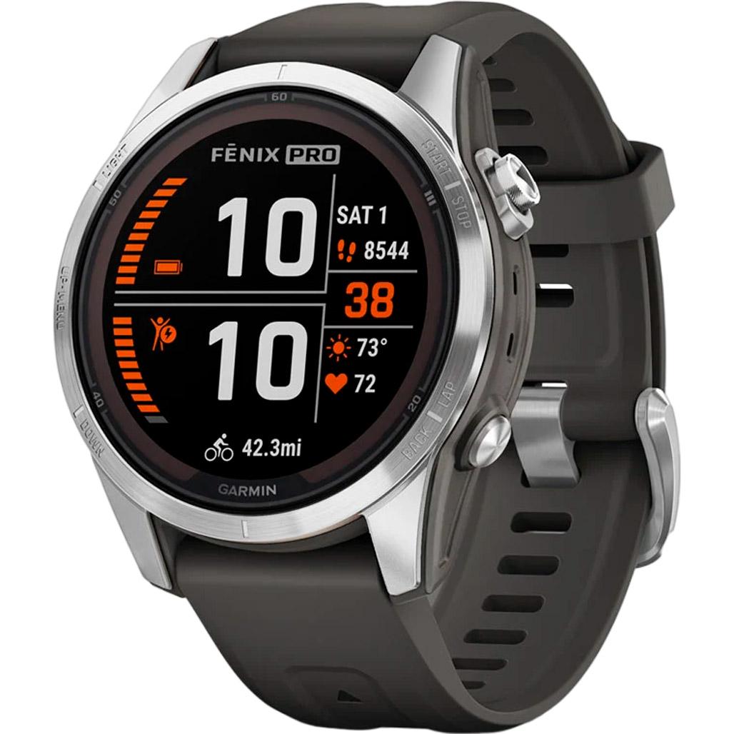 Смарт-часы Garmin Fenix 7S Pro Solar Edition 42 мм Silver with Graphite Band (010-02776-00)