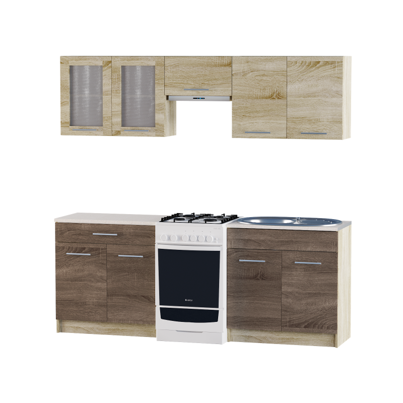 Кухня Еверест ЭКО-2102 без столешницы 2,1 м Сонома/Трюфель (ЕК-27118.01)