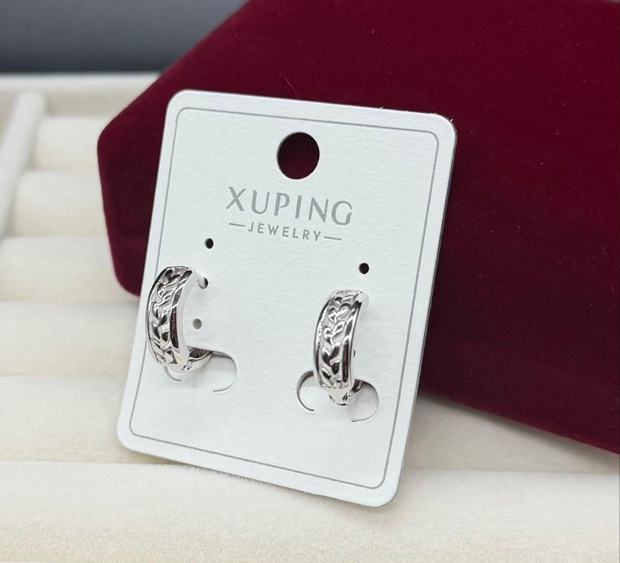 Серьги Xuping кольцо с веточкой из медицинской стали Серебряный (2905501479)