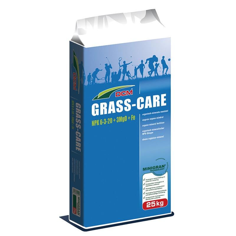 Добриво DCM GRASS CARE NPK 6-3-20+3 MgO+Fe Осінь органічно-мінеральне для газону 25 кг (12110424)