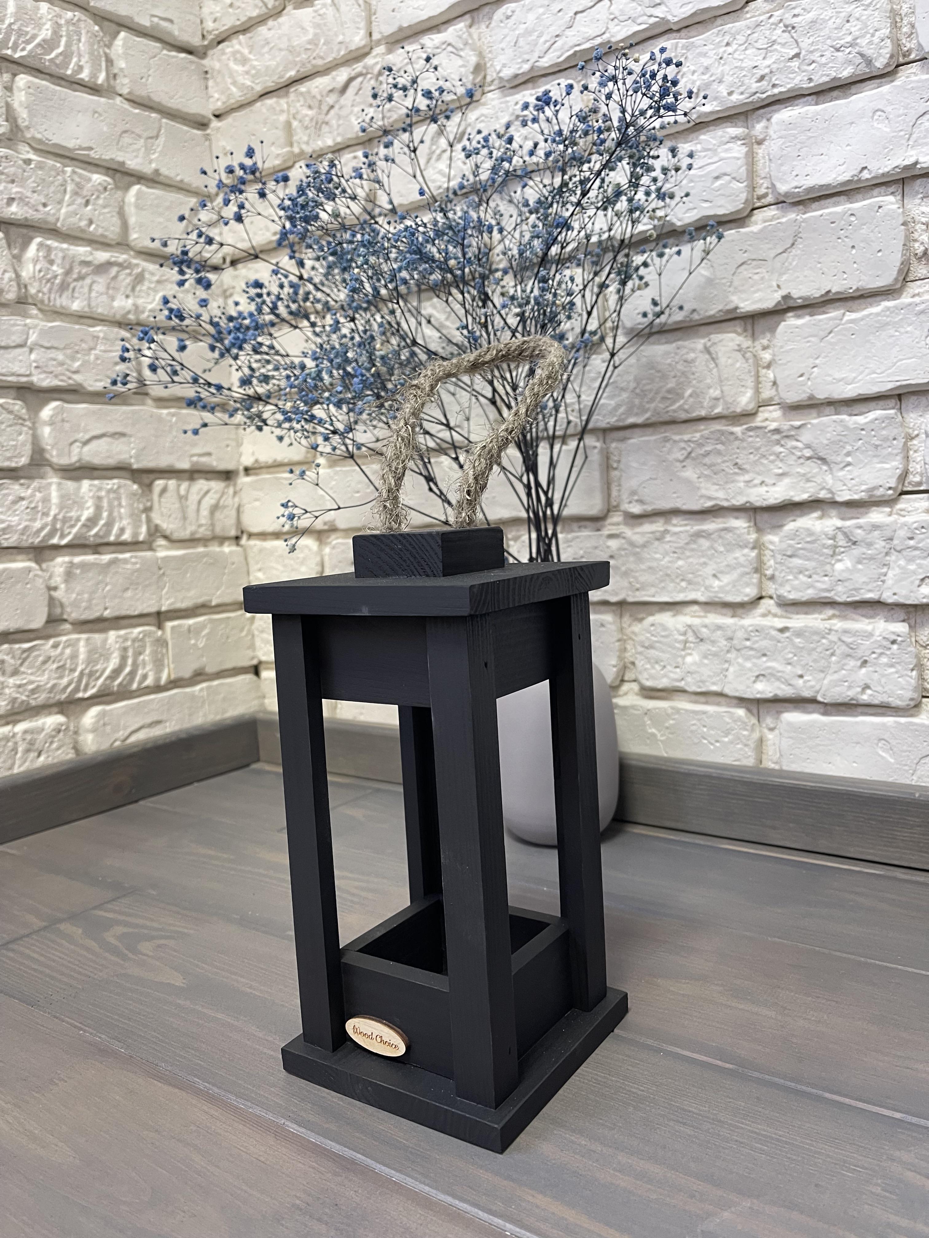 Свічник дерев'яний Wood Choice Ліхтар 12х12х25 Чорний - фото 2 Свічник дерев'яний Wood Choice Ліхтар 12х12х25 Чорний - фото 2