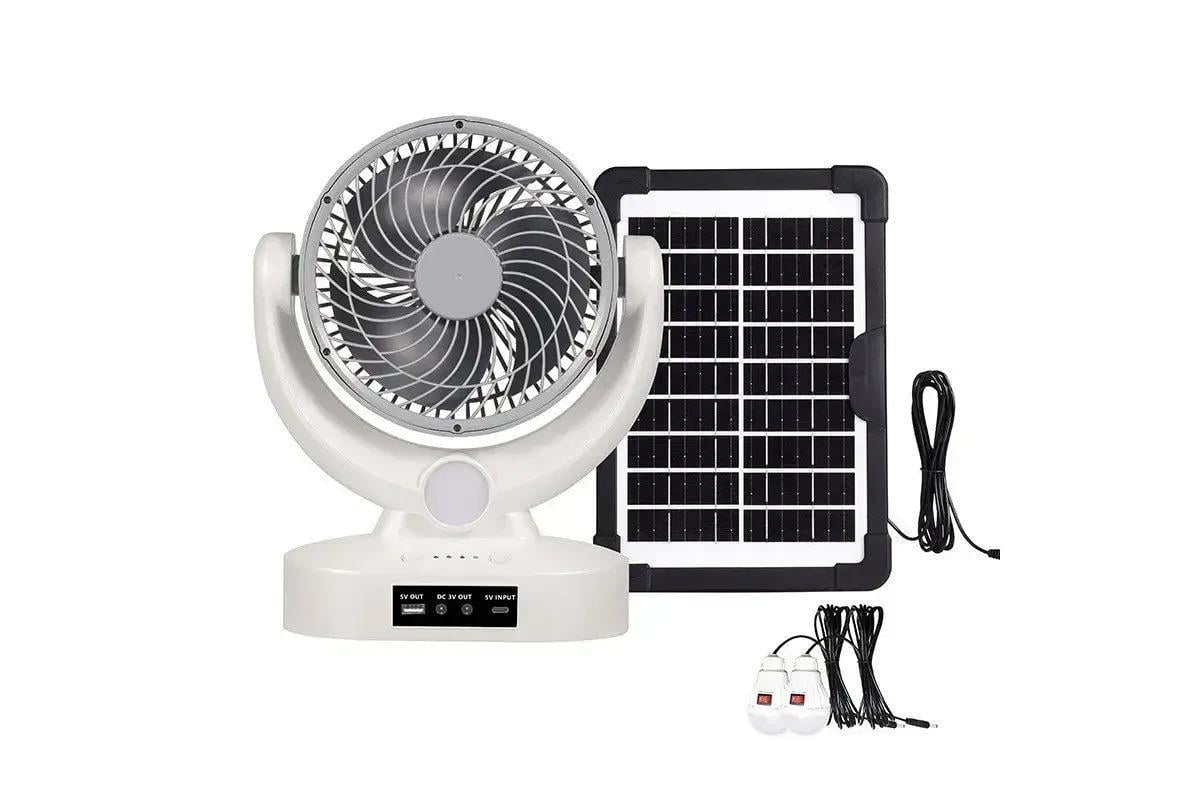 Вентилятор Megatop MT-801LS солнечная панель 8" LED 3 скорости 8 Вт USB 3,7V 2400 мАч