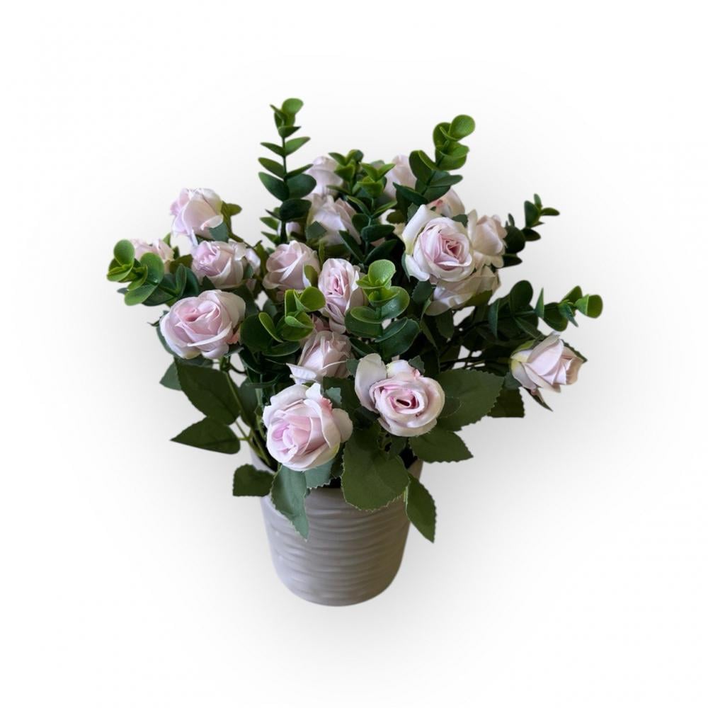 Букет троянди малої в кашпо ПЛАСТМАКС Бузковий (R0306)