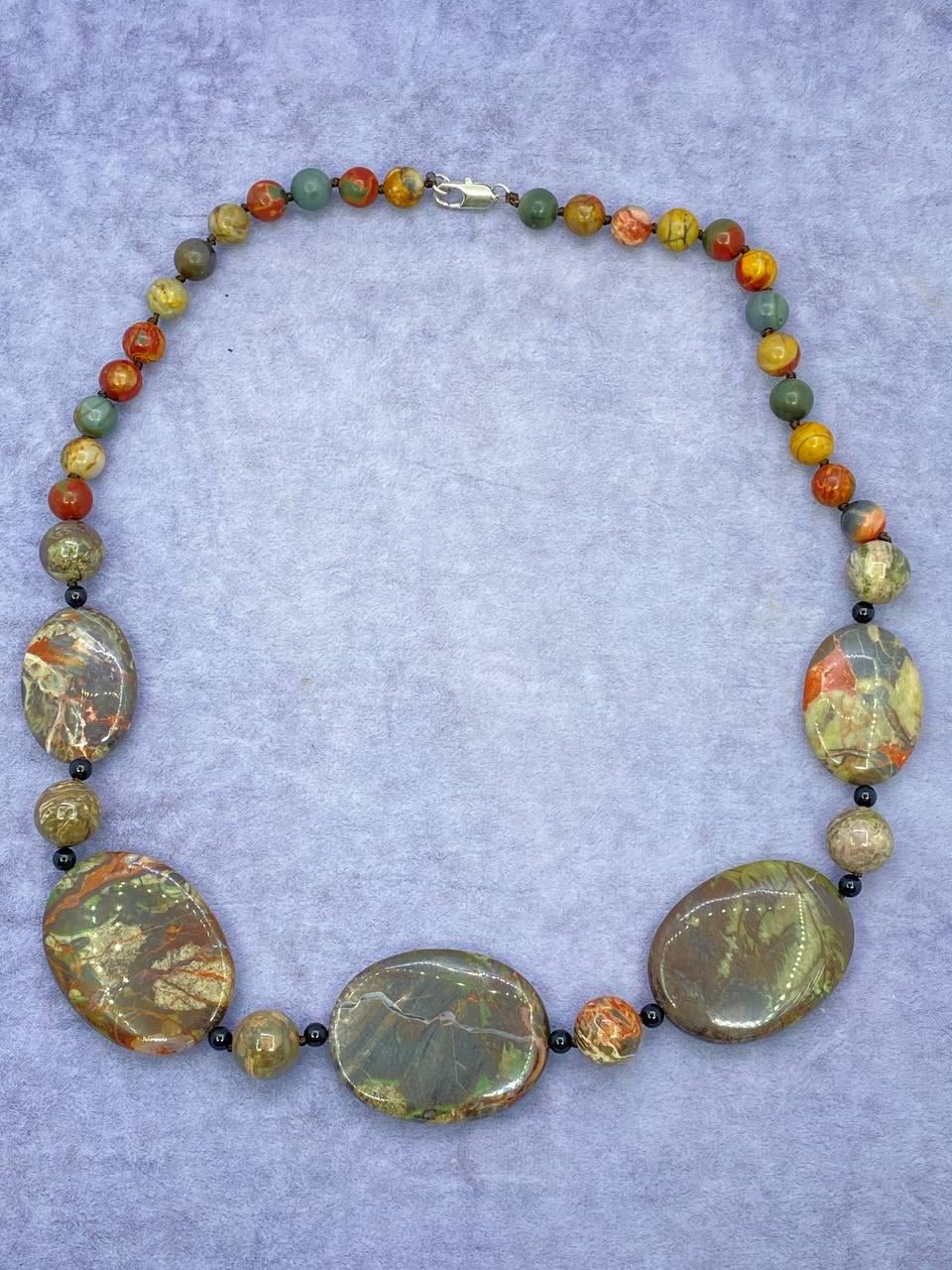 Бусы яшма 54 см Оранжевый (674)