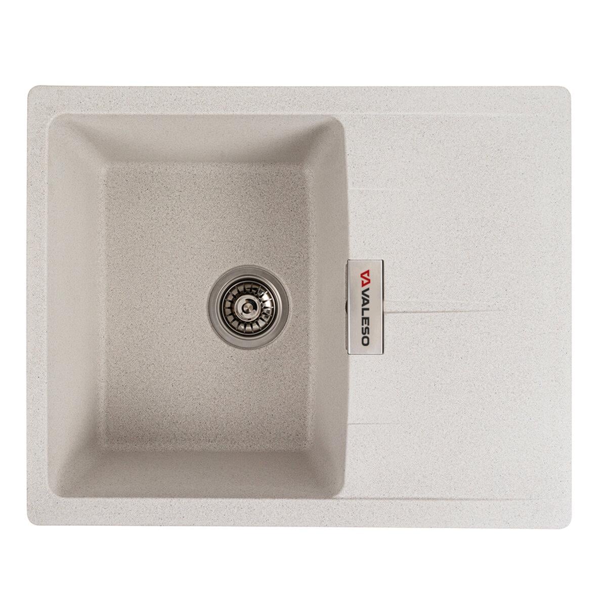 Мойка для кухни гранитная накладная Valeso Zirkone прямоугольная 620x500 мм Белый матовый в точку (SP000047421)