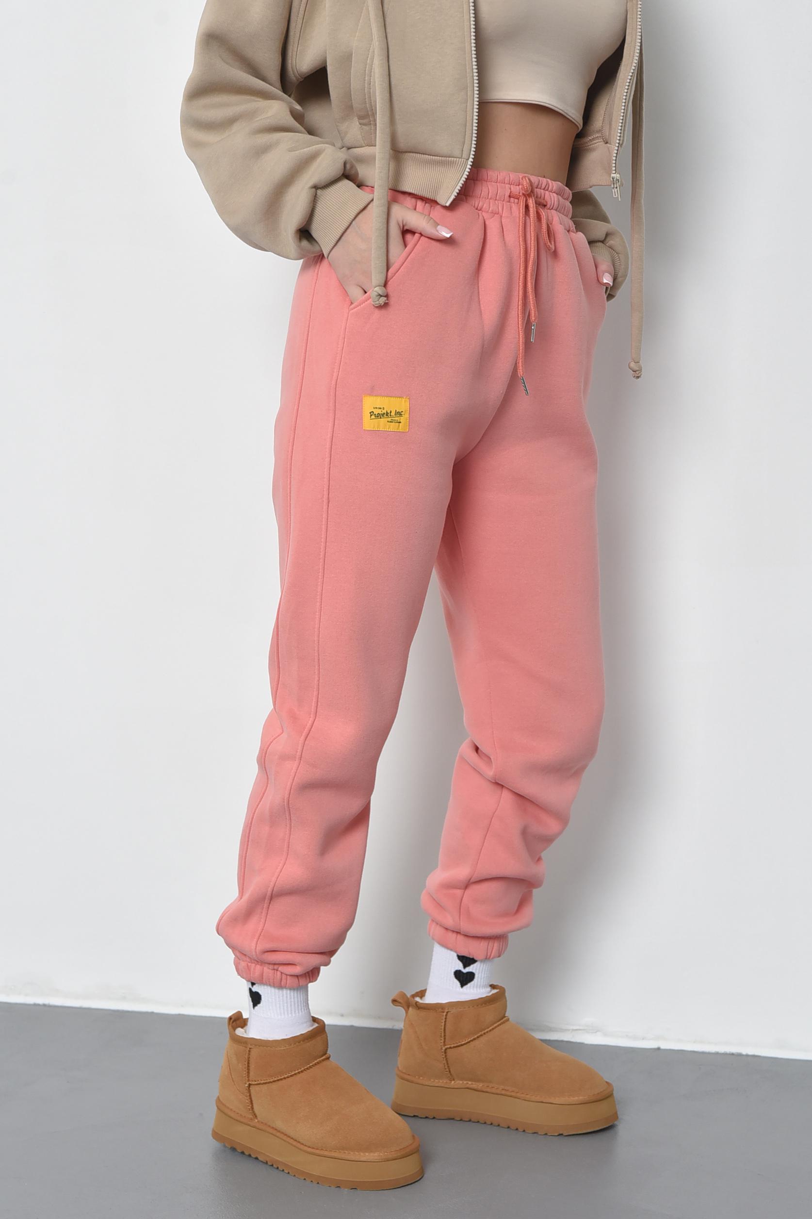 Спортивні штани жіночі на флісі р. 44-46 Персиковий (168426) - фото 2