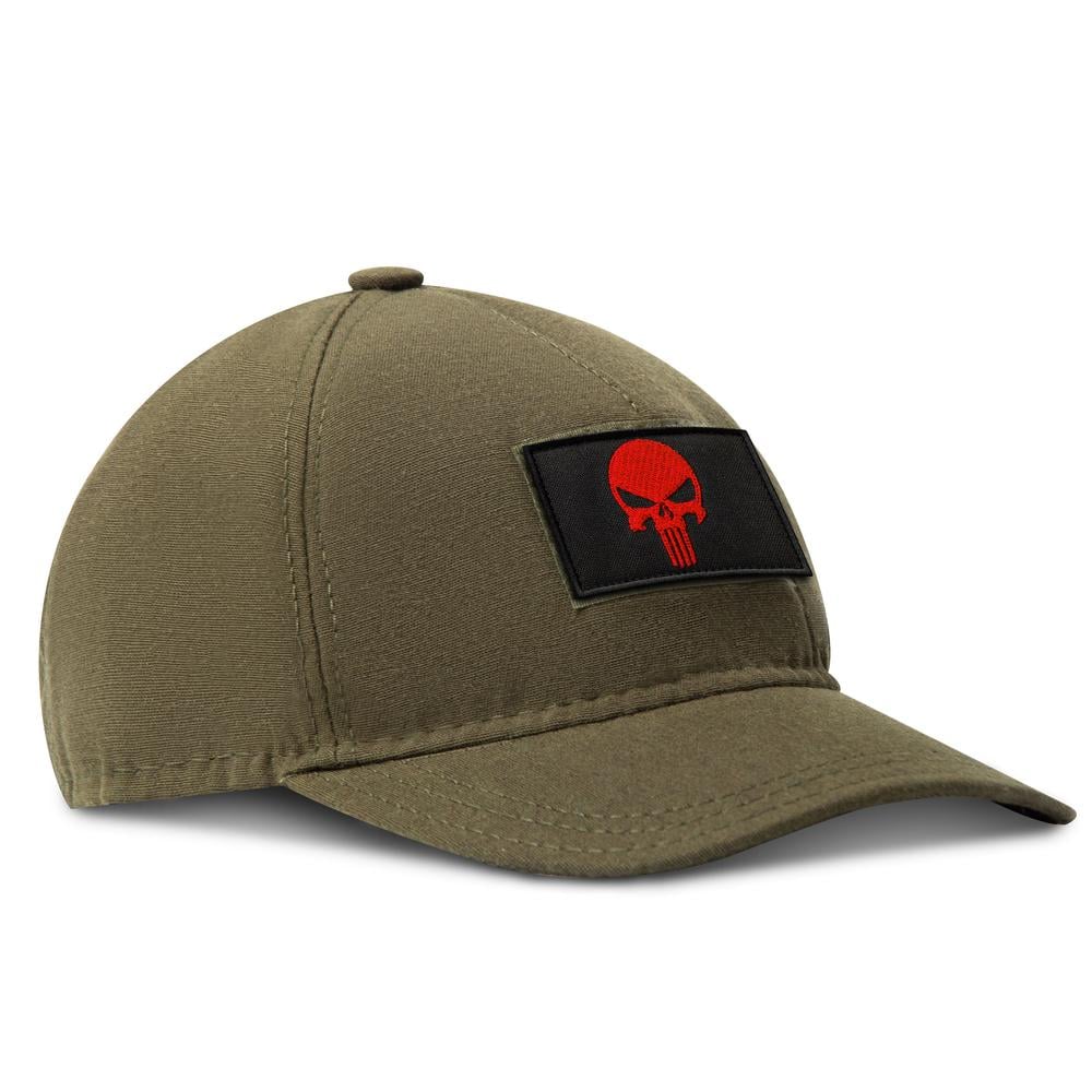 Шеврон с липучкой Череп Каратель Punisher 5х8 см Красный на черном (26922) - фото 4