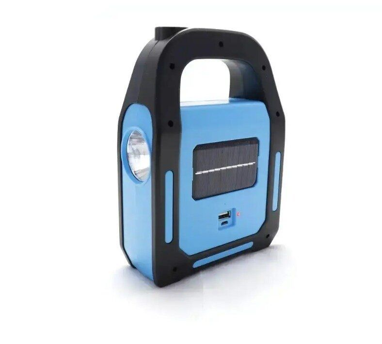 Фонарь переносной HB-9707A-1LED+COB+LED IPX-4 с солнечной панелью и функцией Power Bank 135х55х185 мм (opt-13359)
