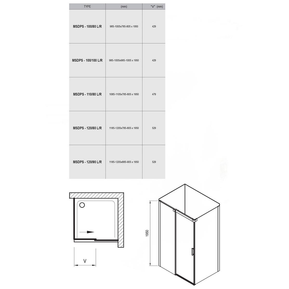 Душевая кабина Ravak Matrix MSDPS L 0WLG7C00Z1 90x120x195 см Хром (83903) - фото 2