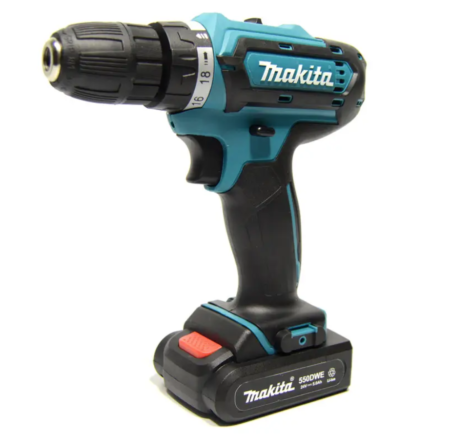 Шуруповерт аккумуляторный Makita 550 DWE с набором инструментов и запасным аккумулятором (3-14-DF240DWE)